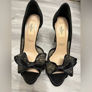 Valentino Black Lace Bow Heels
